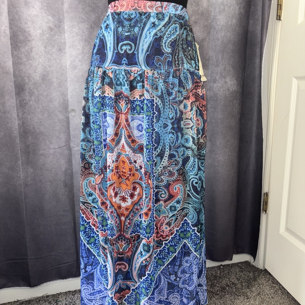 NWT One World Live And Let Live Skirt Boho Floral Geometric Print Womens Small